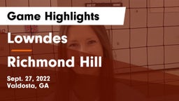 Lowndes  vs Richmond Hill  Game Highlights - Sept. 27, 2022