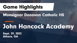 Monsignor Donovan Catholic HS vs John Hancock Academy Game Highlights - Sept. 29, 2022