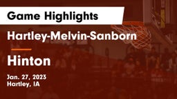 Hartley-Melvin-Sanborn  vs Hinton  Game Highlights - Jan. 27, 2023