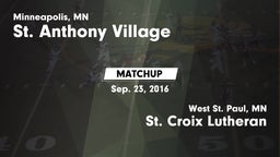 Matchup: St. Anthony Village vs. St. Croix Lutheran  2016