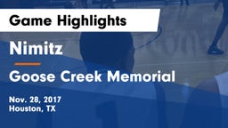 Nimitz  vs Goose Creek Memorial  Game Highlights - Nov. 28, 2017