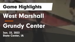 West Marshall  vs Grundy Center  Game Highlights - Jan. 22, 2022