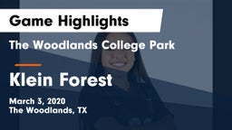 The Woodlands College Park  vs Klein Forest  Game Highlights - March 3, 2020