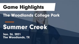 The Woodlands College Park  vs Summer Creek  Game Highlights - Jan. 26, 2021