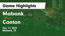 Mabank  vs Canton  Game Highlights - Jan. 11, 2019