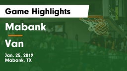 Mabank  vs Van  Game Highlights - Jan. 25, 2019
