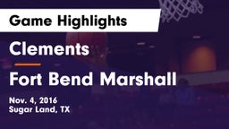 Clements  vs Fort Bend Marshall  Game Highlights - Nov. 4, 2016