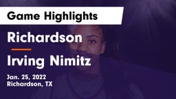 Richardson  vs Irving Nimitz Game Highlights - Jan. 25, 2022