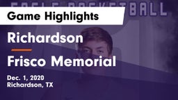Richardson  vs Frisco Memorial  Game Highlights - Dec. 1, 2020