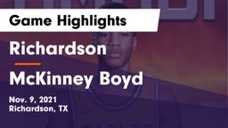 Richardson  vs McKinney Boyd  Game Highlights - Nov. 9, 2021