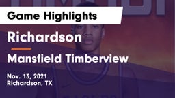 Richardson  vs Mansfield Timberview  Game Highlights - Nov. 13, 2021