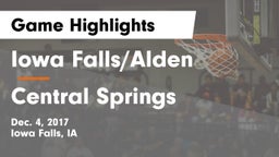 Iowa Falls/Alden  vs Central Springs  Game Highlights - Dec. 4, 2017