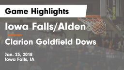 Iowa Falls/Alden  vs Clarion Goldfield Dows  Game Highlights - Jan. 23, 2018