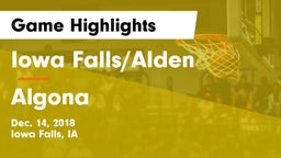 Iowa Falls/Alden  vs Algona  Game Highlights - Dec. 14, 2018