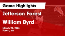 Jefferson Forest  vs William Byrd Game Highlights - March 20, 2023