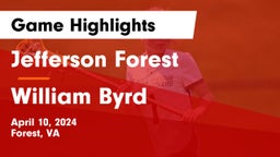 Jefferson Forest  vs William Byrd  Game Highlights - April 10, 2024