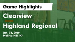 Clearview  vs Highland Regional  Game Highlights - Jan. 31, 2019