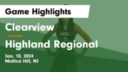 Clearview  vs Highland Regional  Game Highlights - Jan. 10, 2024