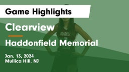 Clearview  vs Haddonfield Memorial  Game Highlights - Jan. 13, 2024