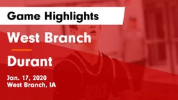 West Branch  vs Durant  Game Highlights - Jan. 17, 2020