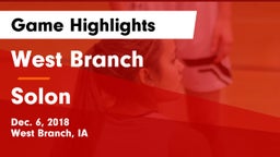 West Branch  vs Solon  Game Highlights - Dec. 6, 2018