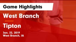 West Branch  vs Tipton  Game Highlights - Jan. 22, 2019