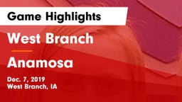 West Branch  vs Anamosa  Game Highlights - Dec. 7, 2019