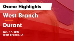 West Branch  vs Durant  Game Highlights - Jan. 17, 2020