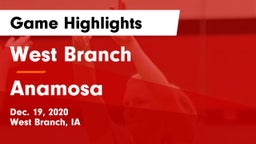 West Branch  vs Anamosa  Game Highlights - Dec. 19, 2020