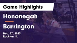 Hononegah  vs Barrington  Game Highlights - Dec. 27, 2023
