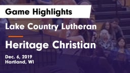 Lake Country Lutheran  vs Heritage Christian  Game Highlights - Dec. 6, 2019