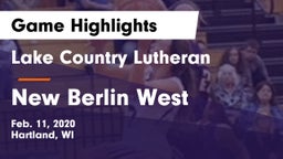 Lake Country Lutheran  vs New Berlin West  Game Highlights - Feb. 11, 2020