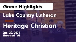 Lake Country Lutheran  vs Heritage Christian  Game Highlights - Jan. 20, 2021