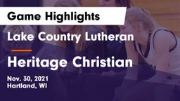 Lake Country Lutheran  vs Heritage Christian Game Highlights - Nov. 30, 2021