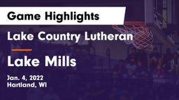 Lake Country Lutheran  vs Lake Mills  Game Highlights - Jan. 4, 2022