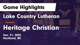 Lake Country Lutheran  vs Heritage Christian  Game Highlights - Jan. 21, 2023