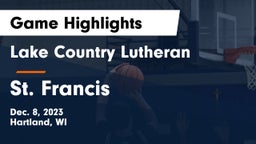 Lake Country Lutheran  vs St. Francis  Game Highlights - Dec. 8, 2023