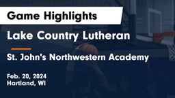 Lake Country Lutheran  vs St. John's Northwestern Academy Game Highlights - Feb. 20, 2024