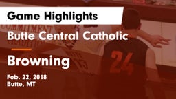 Butte Central Catholic  vs Browning  Game Highlights - Feb. 22, 2018