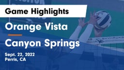 Orange Vista  vs Canyon Springs  Game Highlights - Sept. 22, 2022