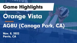 Orange Vista  vs AGBU (Canoga Park, CA) Game Highlights - Nov. 8, 2022