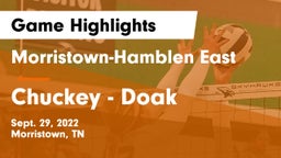 Morristown-Hamblen East  vs Chuckey - Doak  Game Highlights - Sept. 29, 2022
