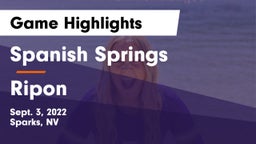 Spanish Springs  vs Ripon  Game Highlights - Sept. 3, 2022