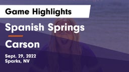 Spanish Springs  vs Carson  Game Highlights - Sept. 29, 2022