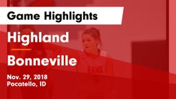 Highland  vs Bonneville  Game Highlights - Nov. 29, 2018