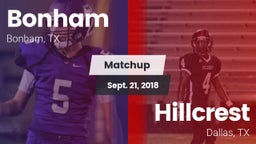 Matchup: Bonham  vs. Hillcrest  2018