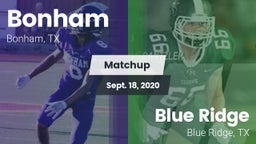 Matchup: Bonham  vs. Blue Ridge  2020