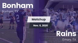 Matchup: Bonham  vs. Rains  2020