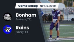 Recap: Bonham  vs. Rains  2020