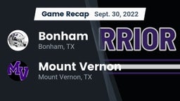 Recap: Bonham  vs. Mount Vernon  2022
